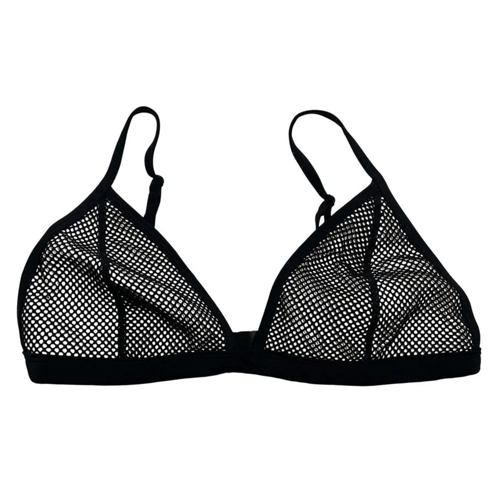 Triangl Swimwear Mesh Bikini Top in Black